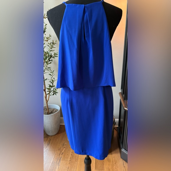 ADELYN RAE Ruffle Crepe Popover Dress In Electric Blue Royal  size L - Picture 4 of 8
